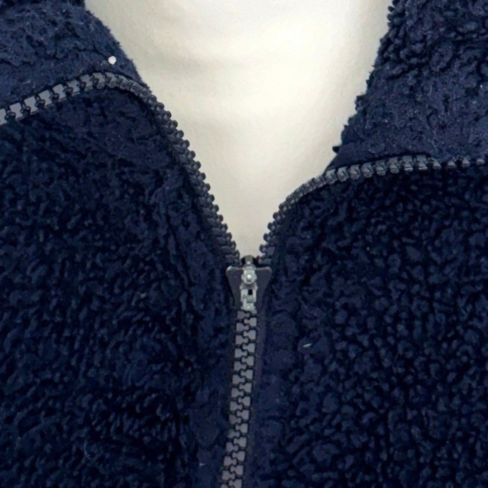 Uniqlo Fluffy Yarn Fleece Full-Zip Jacket Women S Navy Blue Soft Teddy Gorpcore - Picture 8 of 8